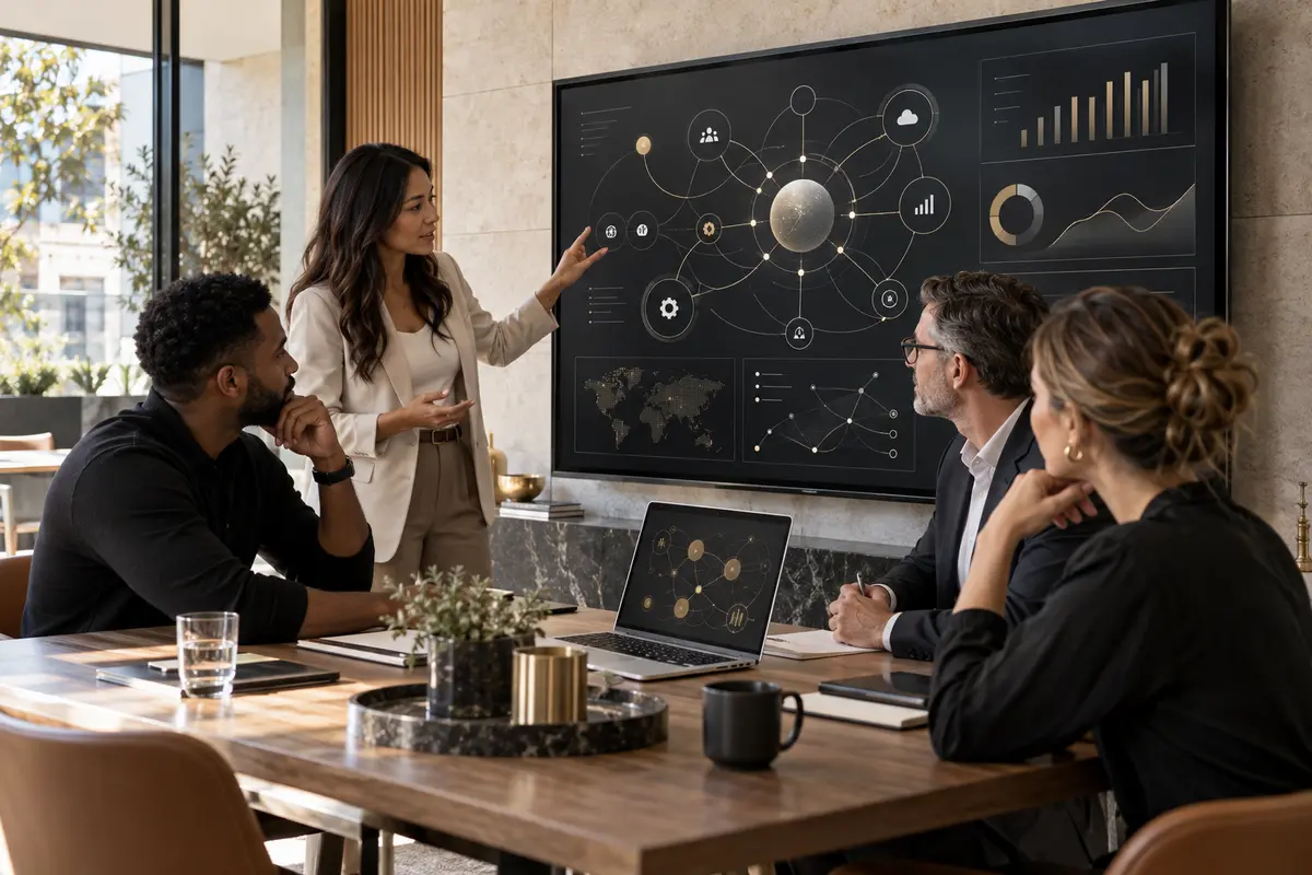 Digital transformation consultants supporting a business technology implementation