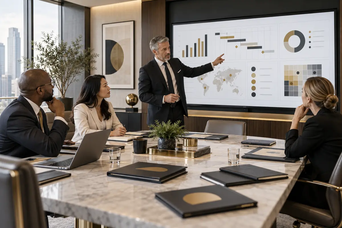 PMO governance consultants reviewing project portfolio performance and reporting